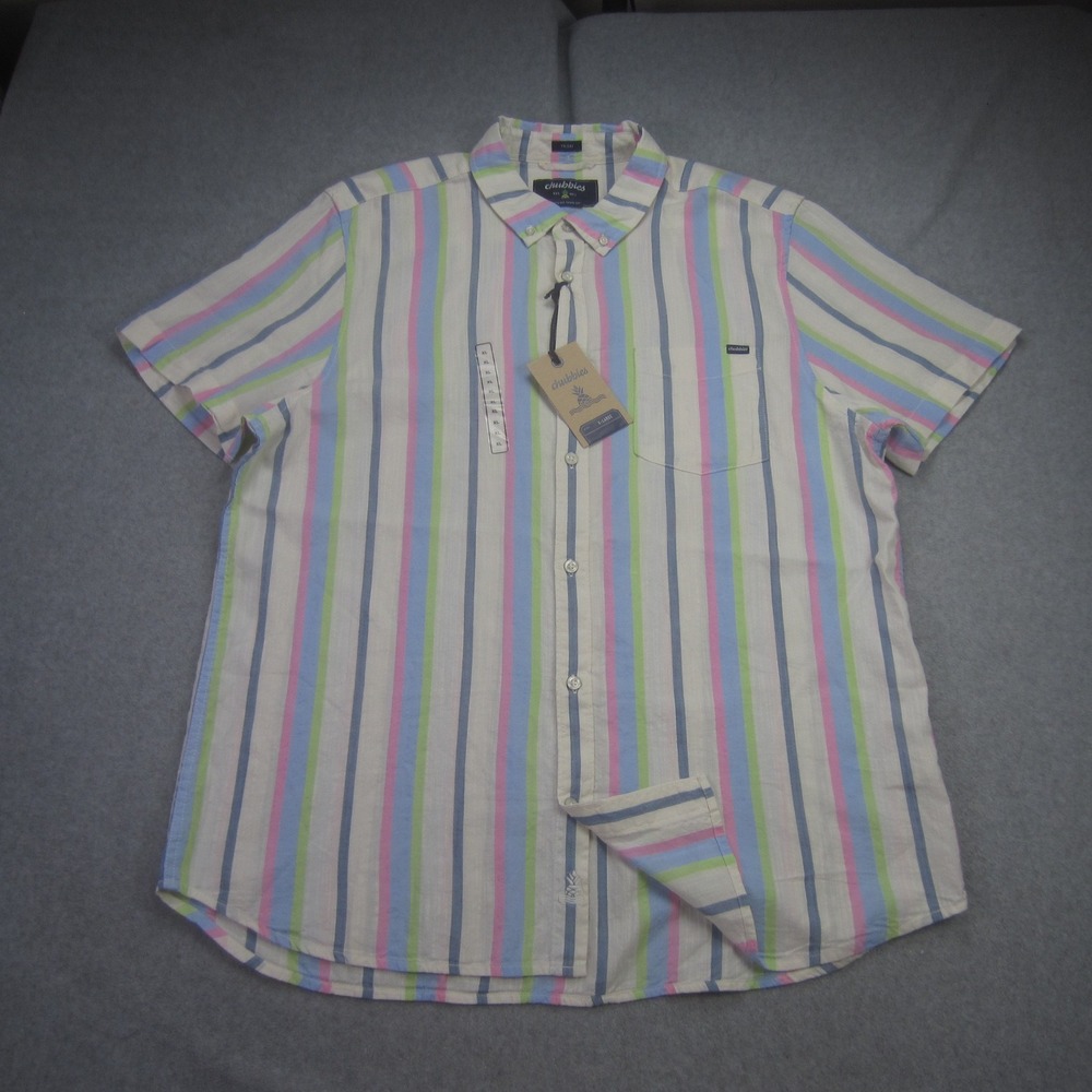 Chubbies Shirt Mens XL Multi‎ Striped Soft Serve Resort Weave Friday Button Down